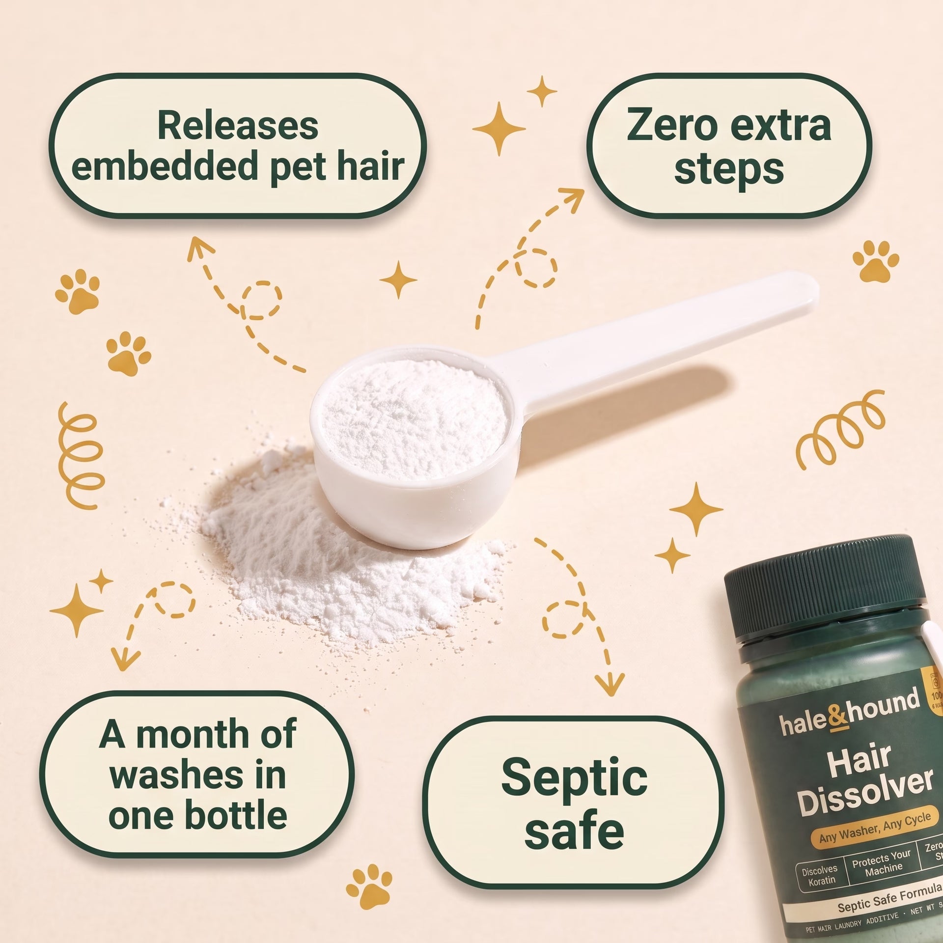 Hair Dissolver | Pet Hair Laundry Powder for Dogs & Cats