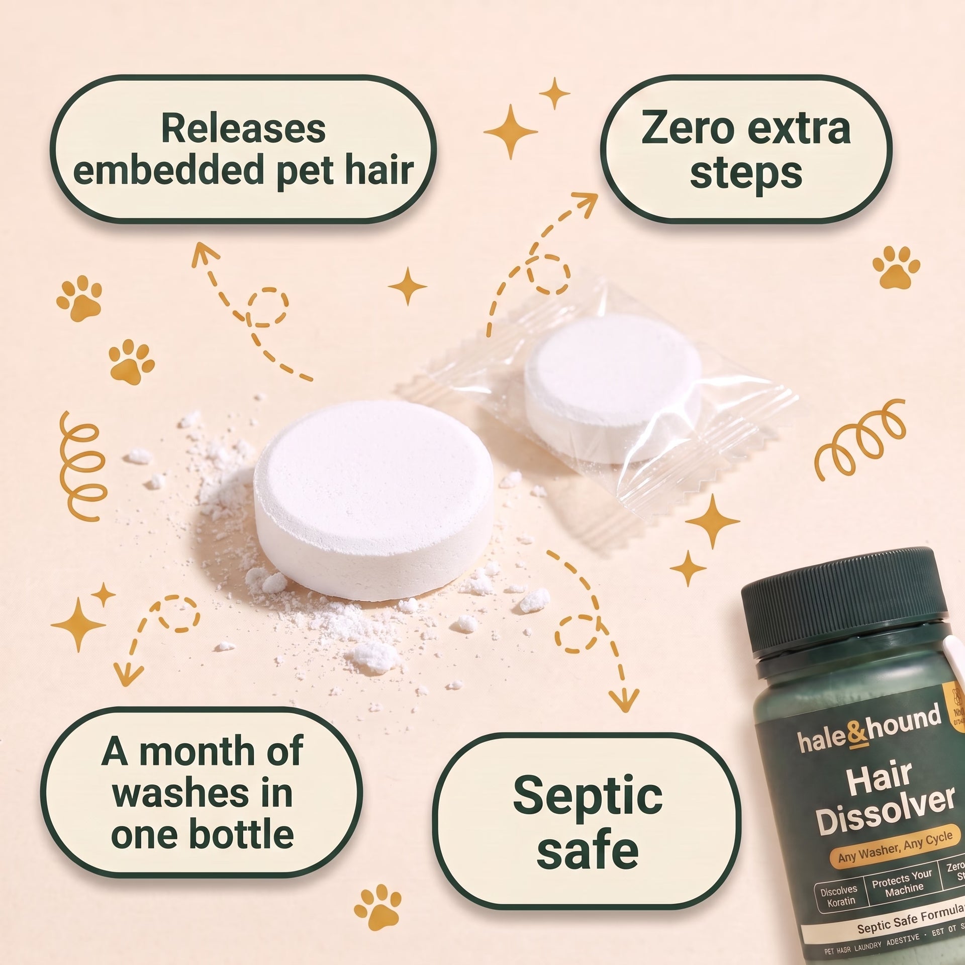 Hair Dissolver | Pet Hair Laundry Tablets